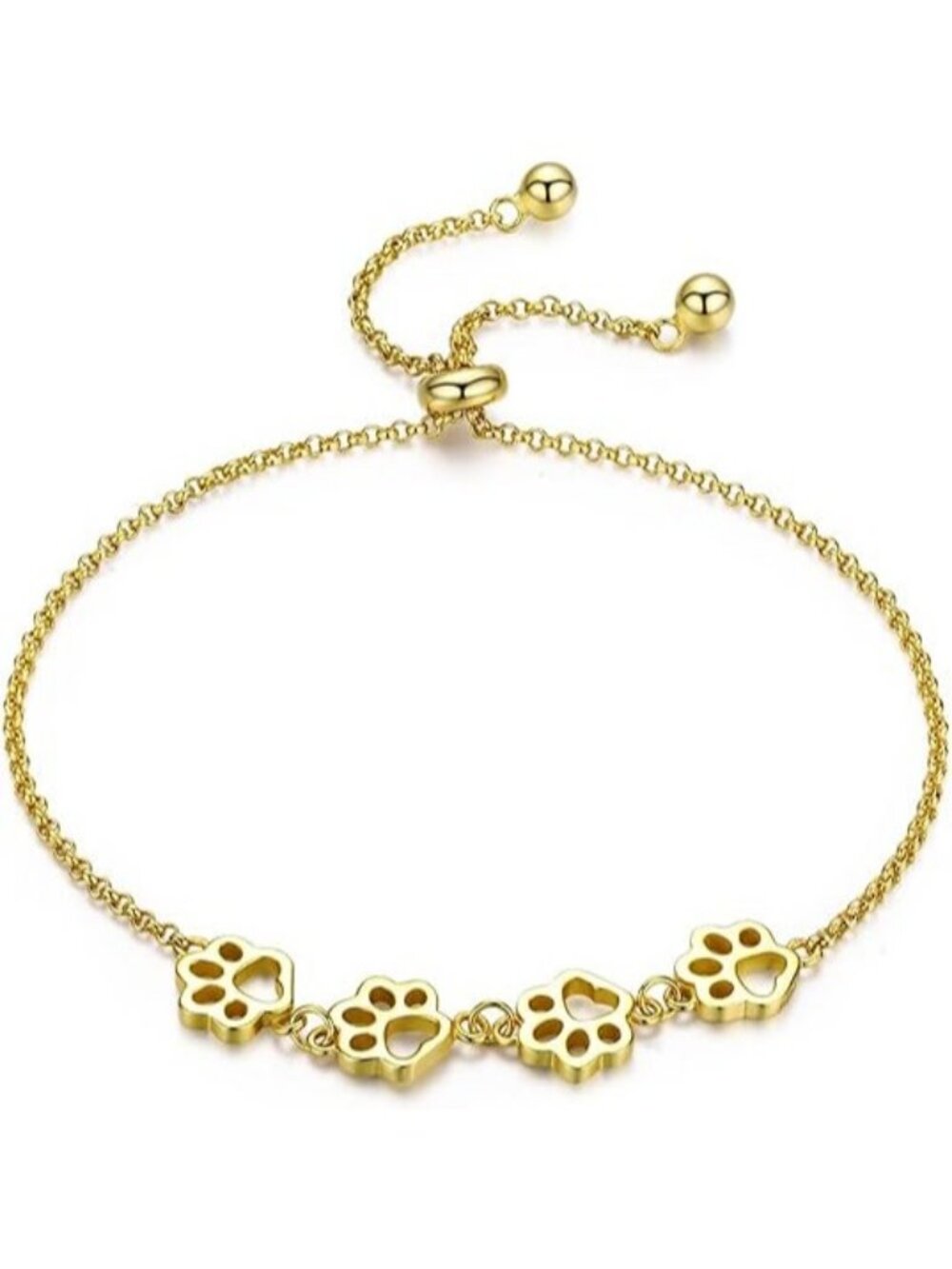 Gold Dog Paw  925 Sterling Silver Paw Print Charm Bracelet for Women Cute